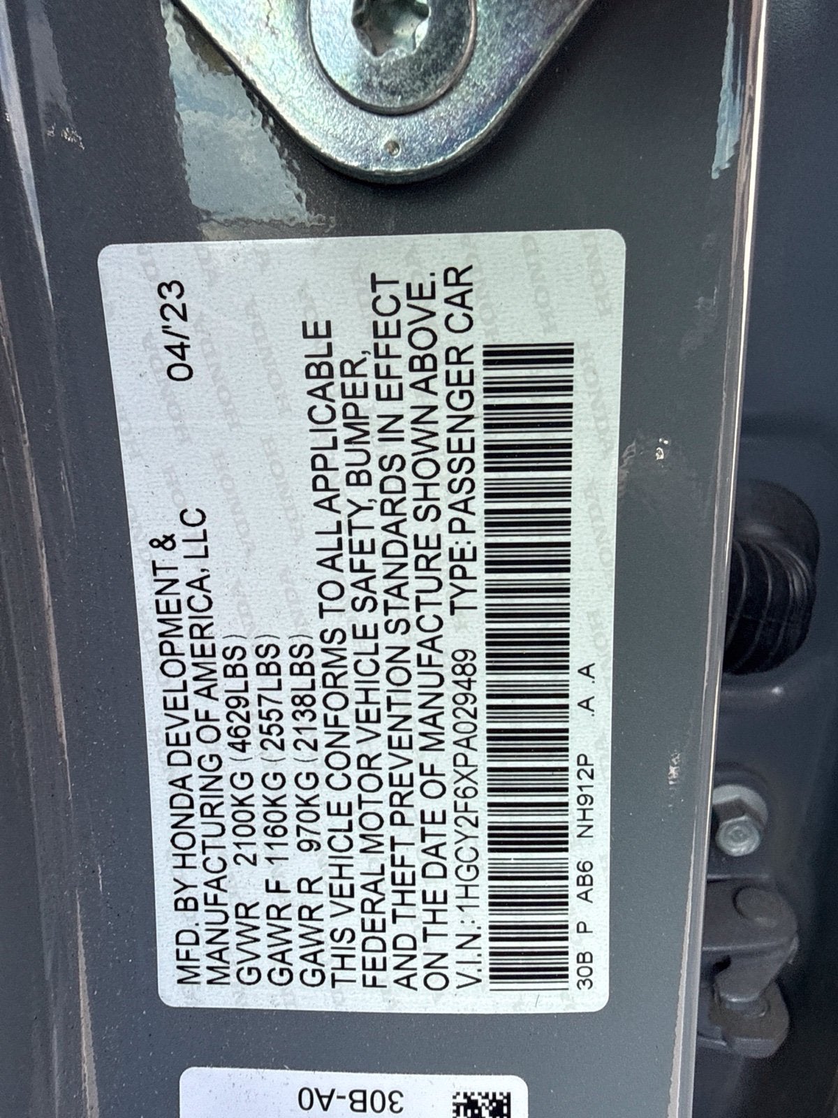 2023 Honda Accord Hybrid EX-L w/o BSI