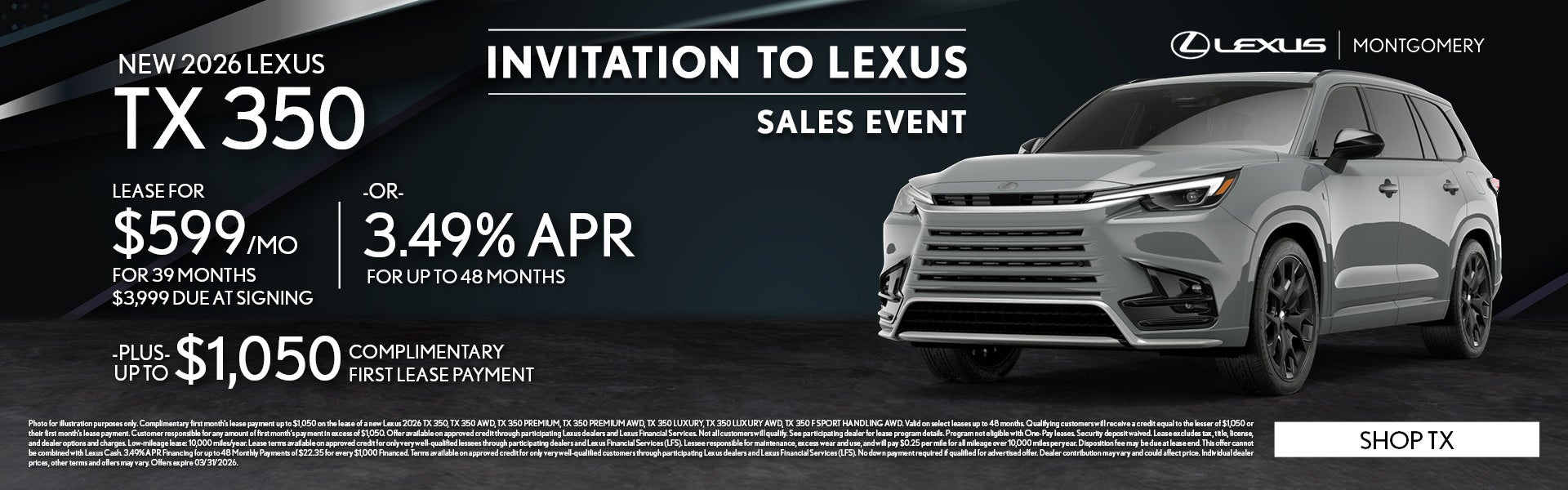NEW 2026 LEXUS TX 350